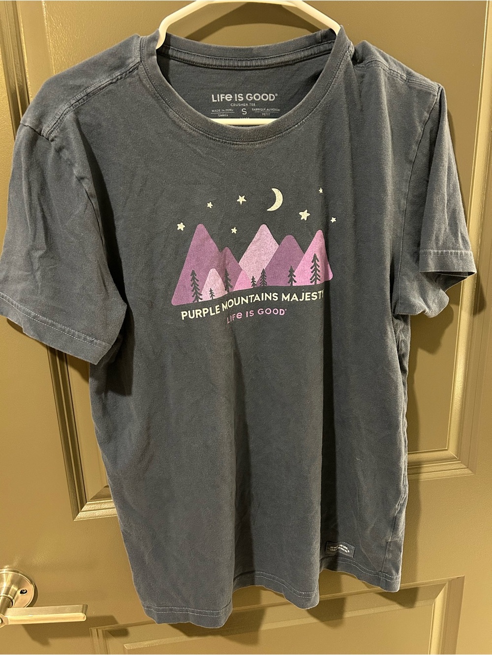 Life is Good Men's Purple Mountains Graphic T-Shirt - Navy Size S